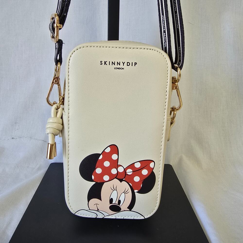 Disney SkinnyDip London Minnie Mouse Crossbody Bag Cream 4" x 2" x 7" EUC